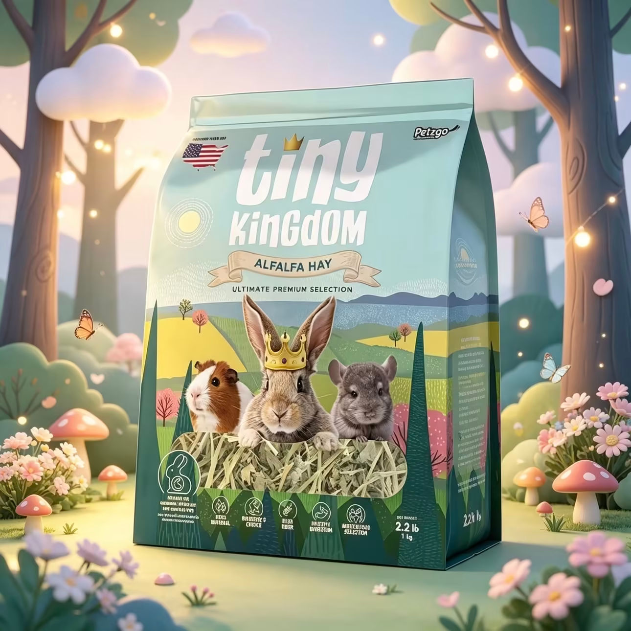 หญ้าอัลฟัลฟ่า 500g สำหรับกระต่ายและสัตว์ฟันแทะ  Tiny Kingdom