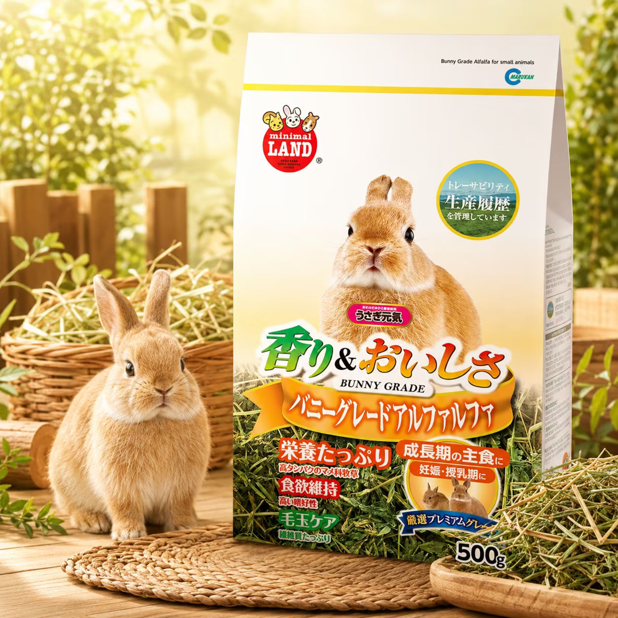 อัลฟัลฟ่าเกรดพรีเมียม 500 g.  Marukan