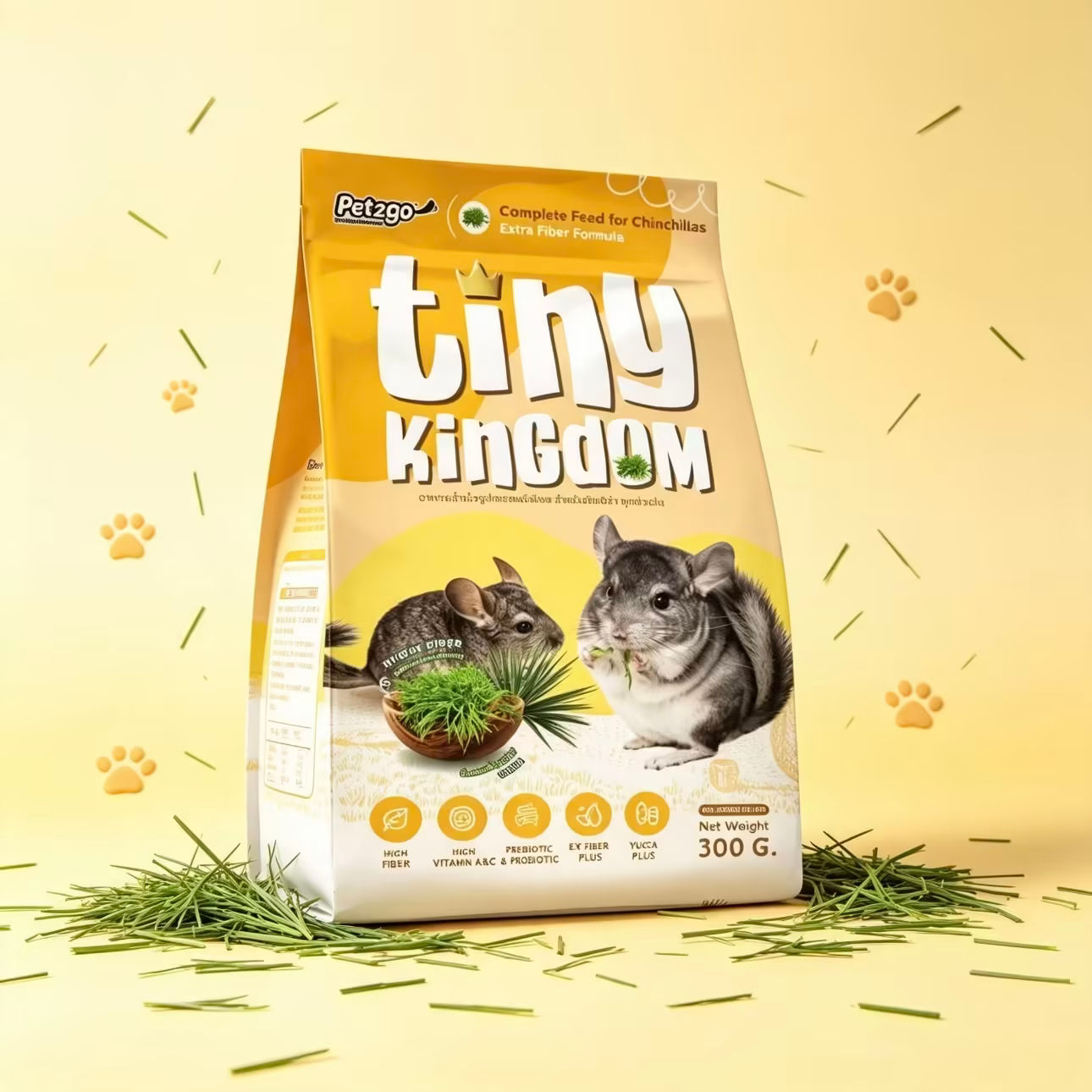 อาหารชินชิล่าสูตรเสริมไฟเบอร์ 300g  Tiny Kingdom